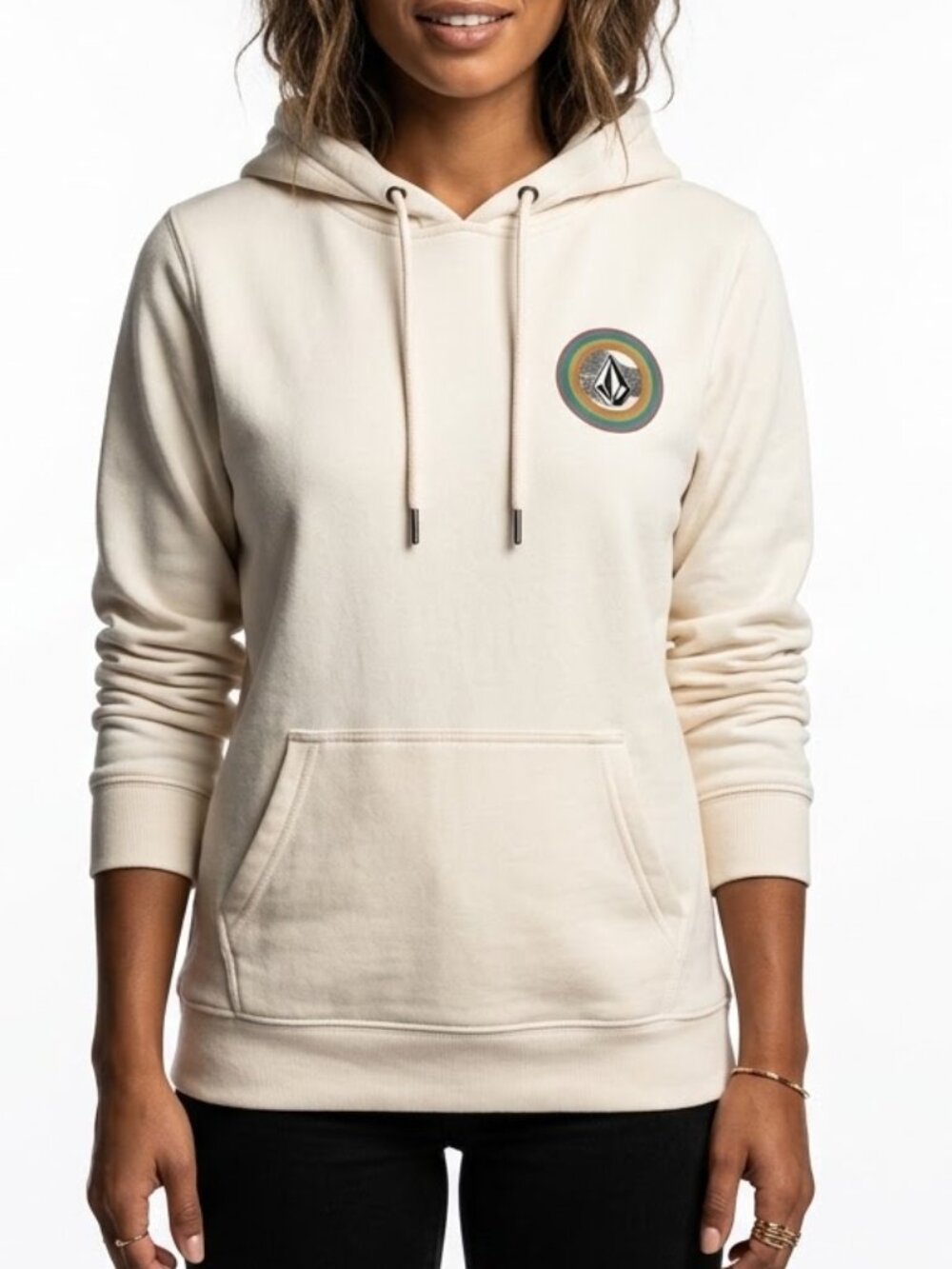 Volcom Graphic Hoodie Cream Small Retro Surf Skate Pullover
